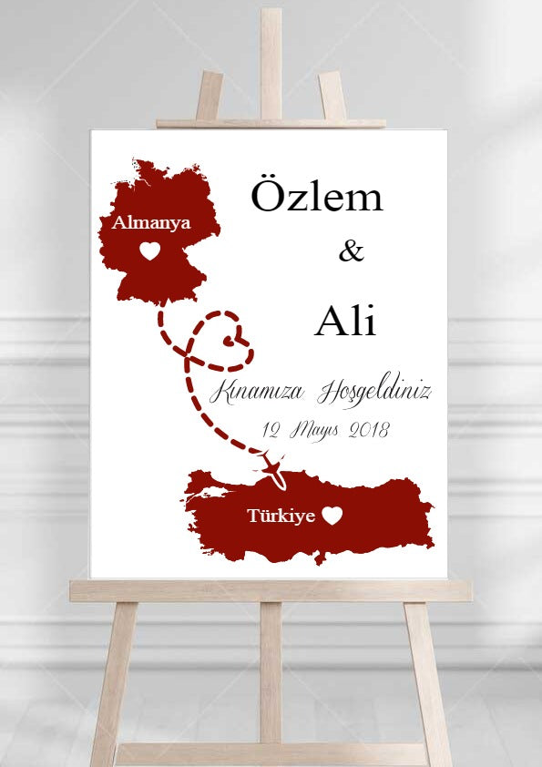 welkomstbord bruiloft - evenement bord - gepersonaliseerde welkomst bord - transparant - bruiloftsbord - kina dugun pankart - steden kaart