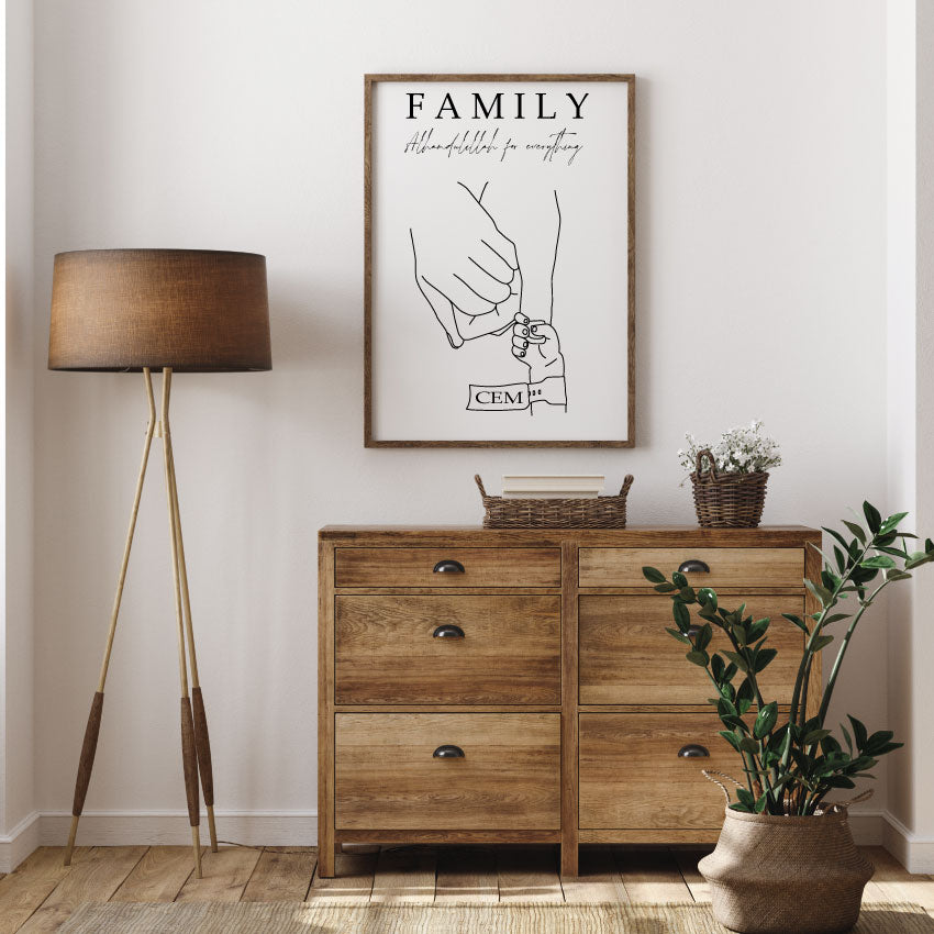 Gepersonaliseerde poster met handjes - new born cadeau - familie poster - kraam cadeau - ouders met kinder handjes - baby habdjes met hun ouders - new born cadeau - pasgeboren baby kado - familie met baby handjes