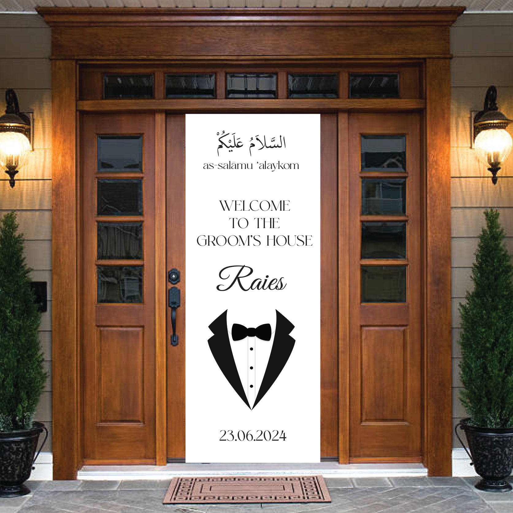 deur decoratie - kapi susu damat ve gelin evi - achtergronddoek - trouw decoratie gepersonaliseerd - gelin kapi susu - bride deur bridegom deco