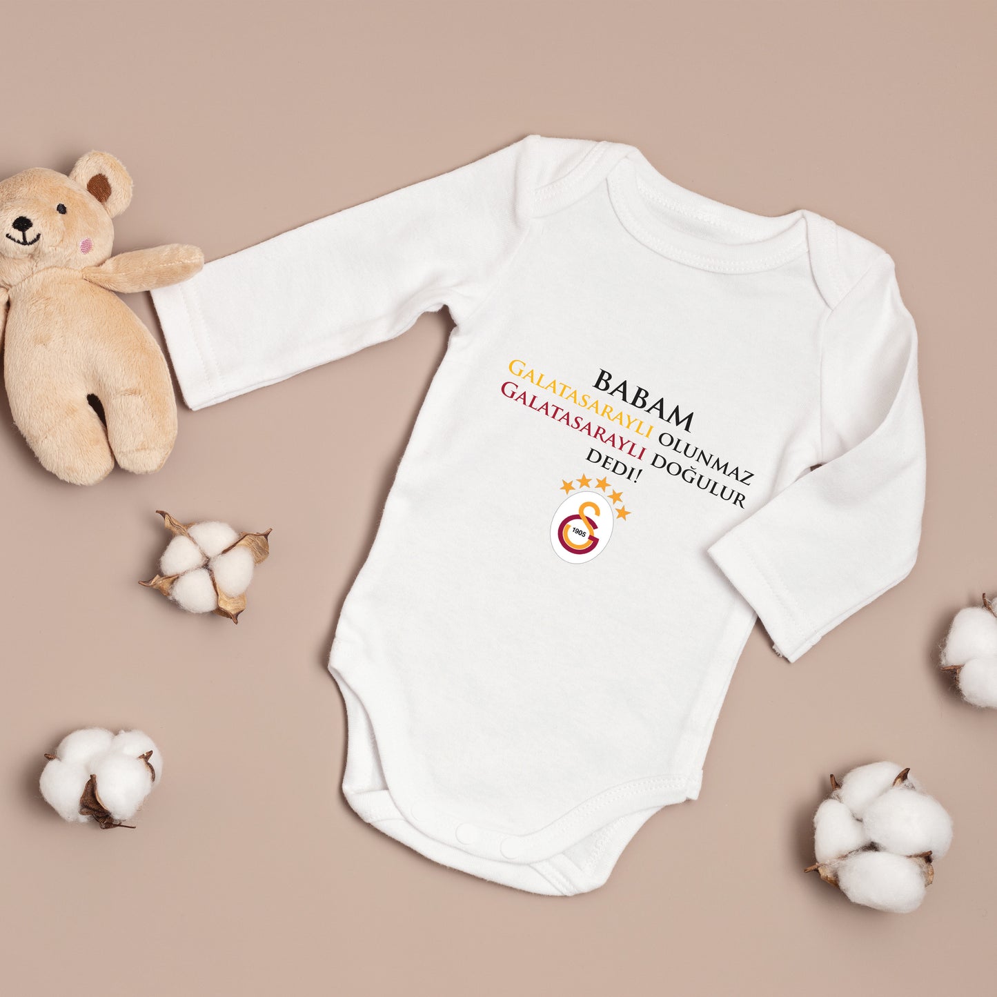 Baby romper met tekst/ foto - gepersonaliseerd romper - zibin - galatasaray - fenerbahce - takimlar forma zibin - mizah zibinlar