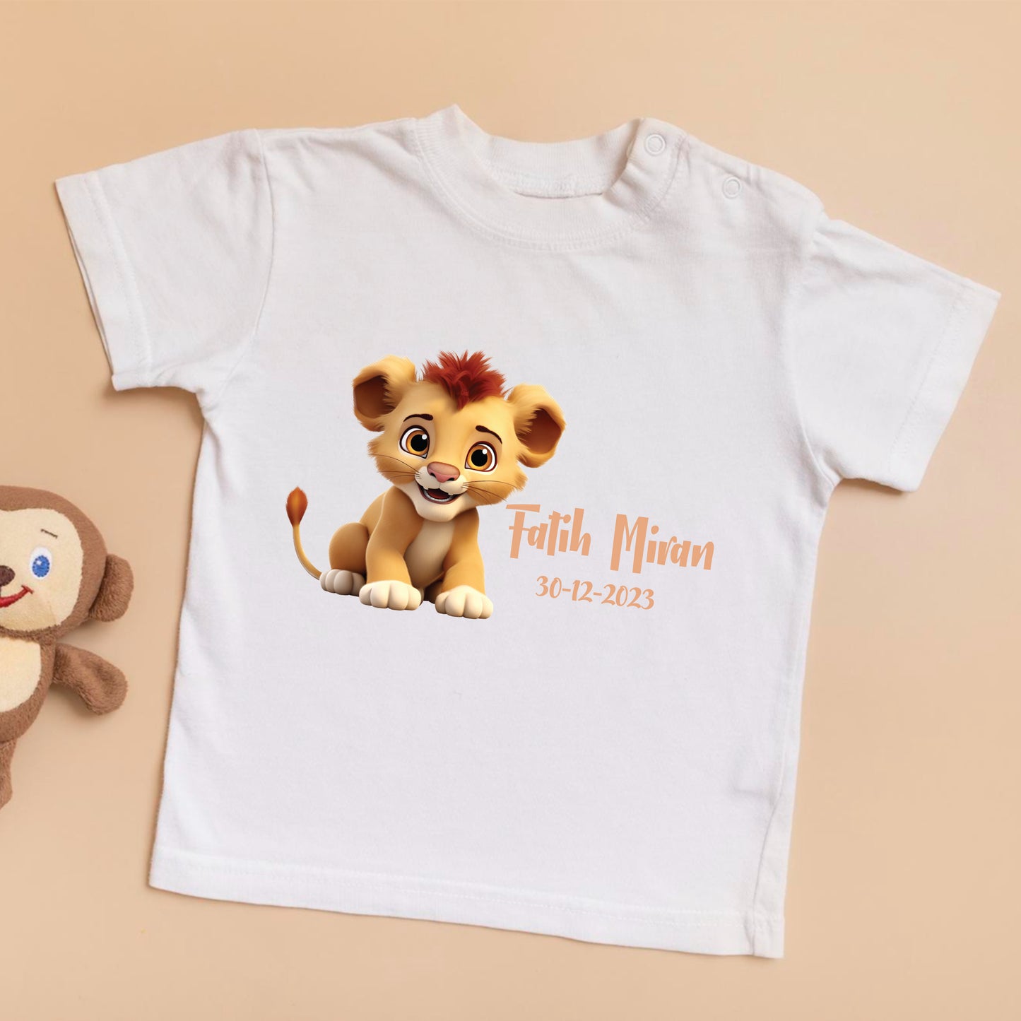baby lion tshirt - kids tshirt bedrukken - tshirt met naam foto - foto bedrukken op tshirt - cute lion baby - gepersonaliseerde kinder tshirt - personalised shirt - cocuk baskili tshirt