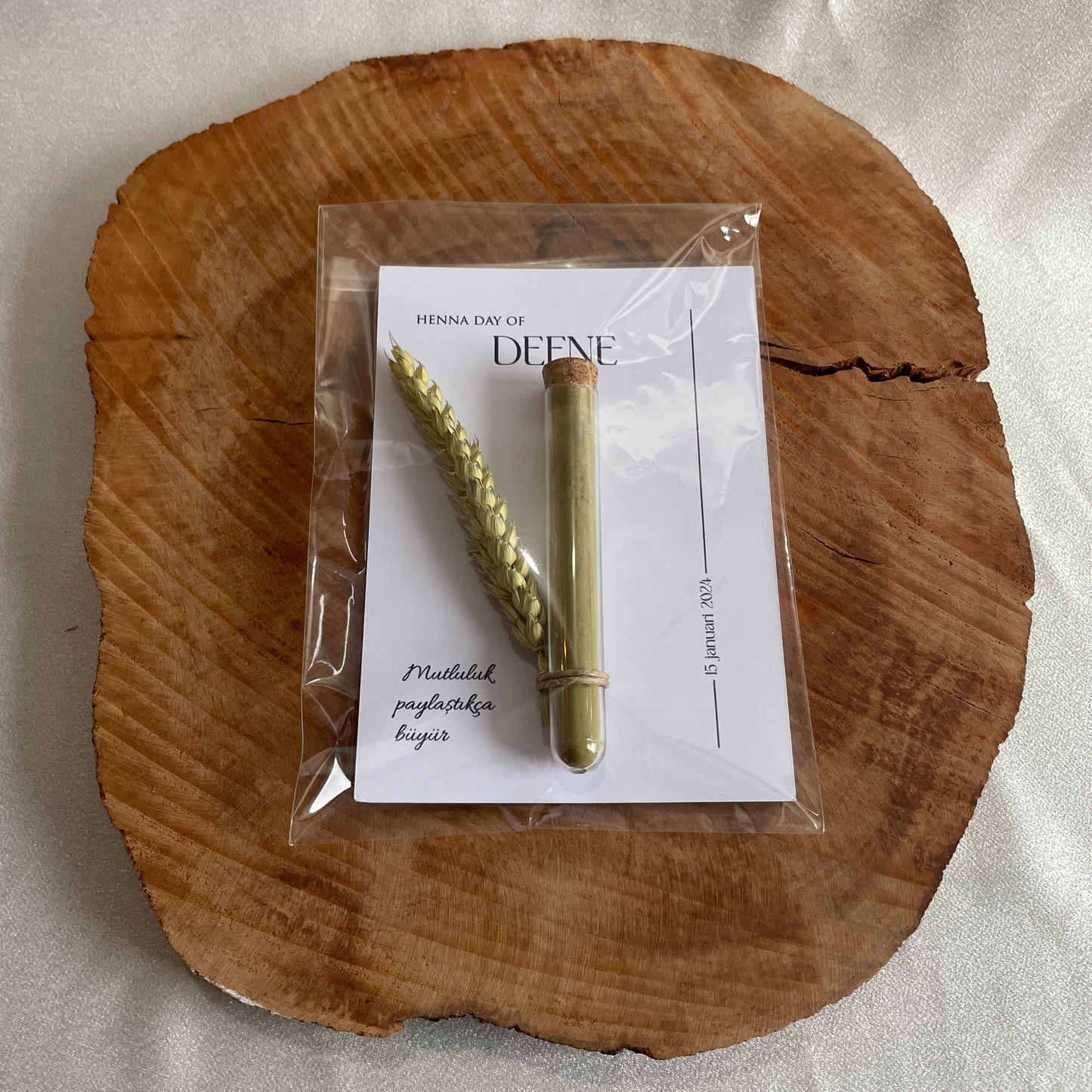 henna bedankjes - kina hediyesi - henna kaart - gedroogde bloem met kaart - bruiloft bedankjes - henna cadeau - kina hediyelik