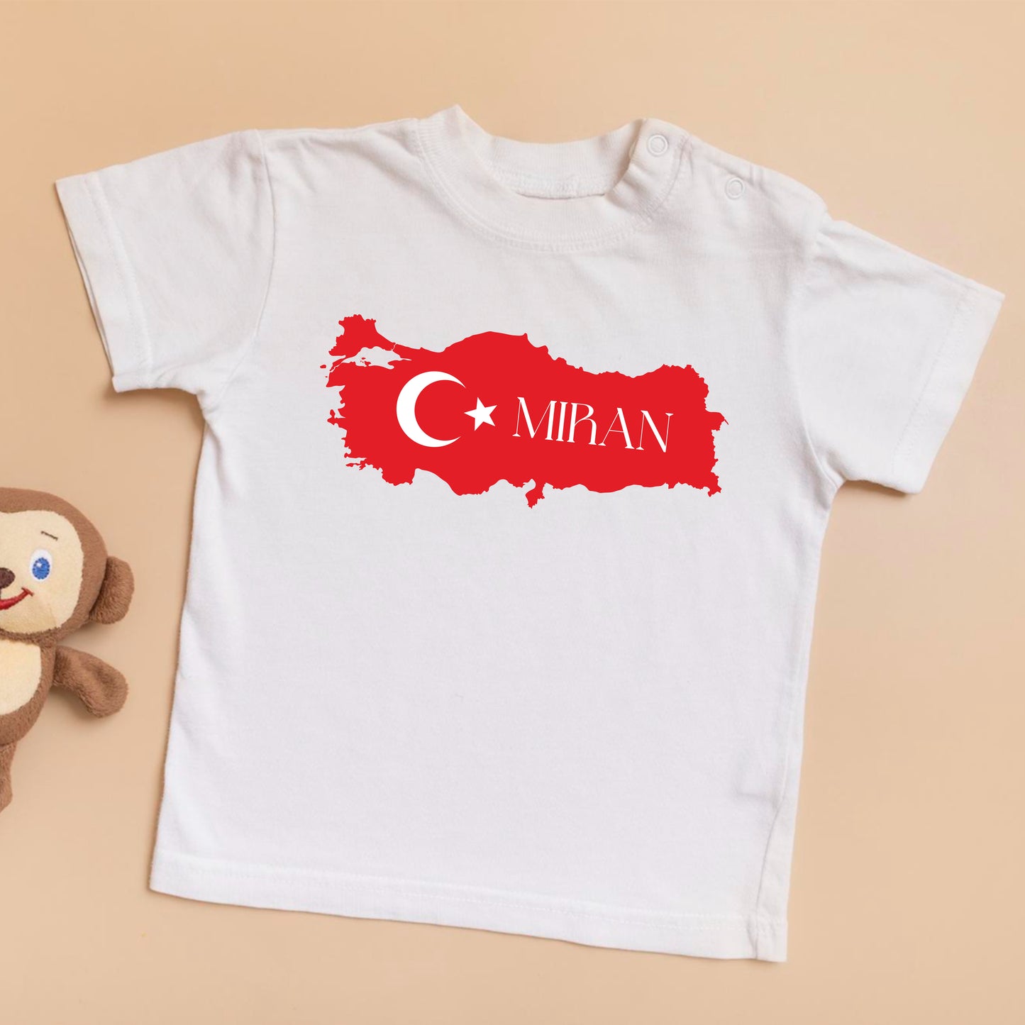 Kinder tshirt - tshirt met foto/tekst naar keuze - gepersonaliseerde tshirt - kinder shirt met naam - baby tshirt - t-shirt kinderen bedrukt - turkije - turkiye tshirt -milli takim