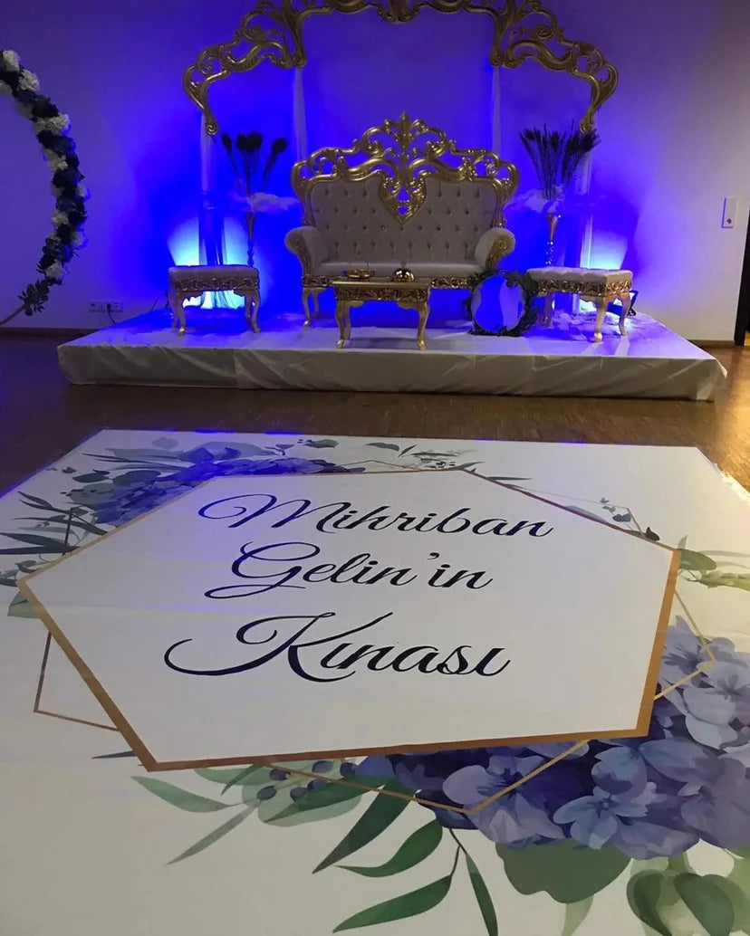 Dansvloer met tekst - vloerdoek - zaalversiering - wedding dance floor - dugun dans pisti - eglence - vinyl sticker - gepersonaliseerde kleed