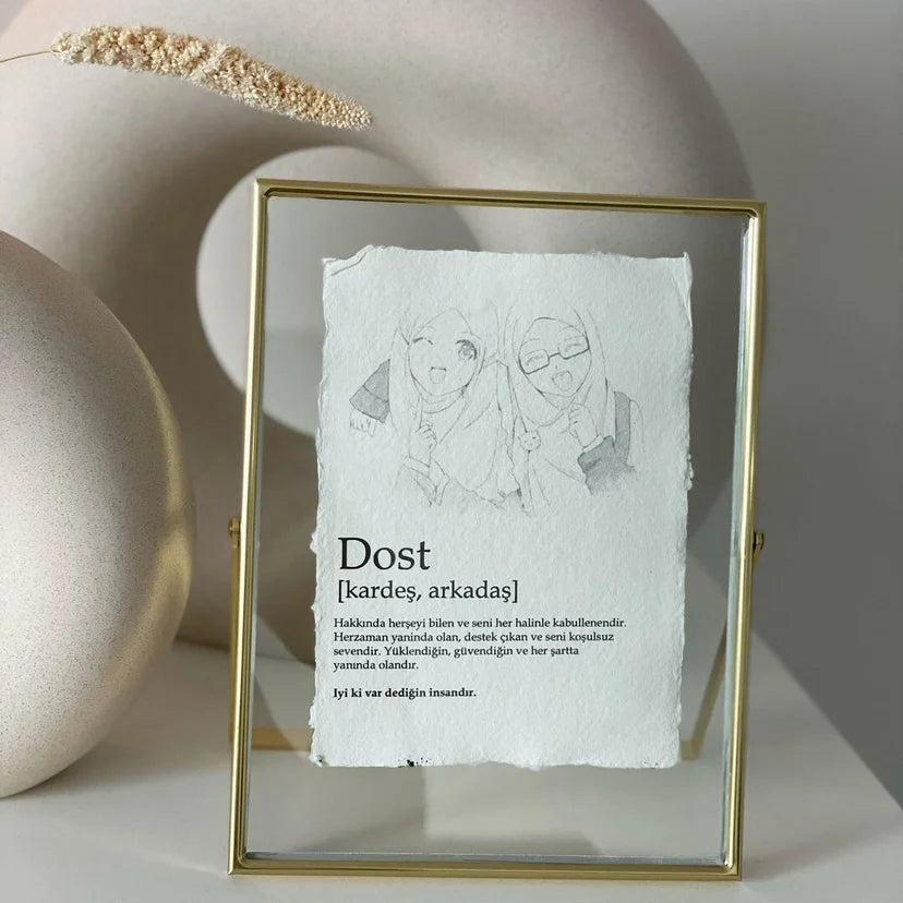 Fotolijst met foto en tekt voor je geliefde op handgeschepte papier