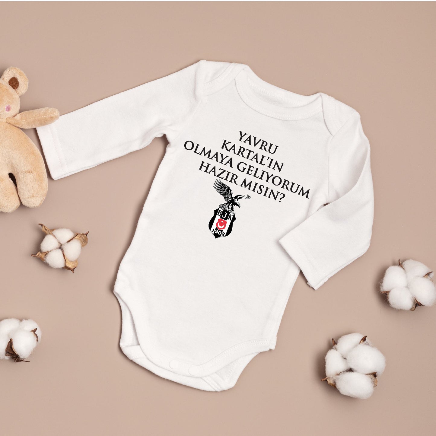 Baby romper - romper met foto/tekst naar keuze - gepersonaliseerde rompers - besiktas zibin kartal