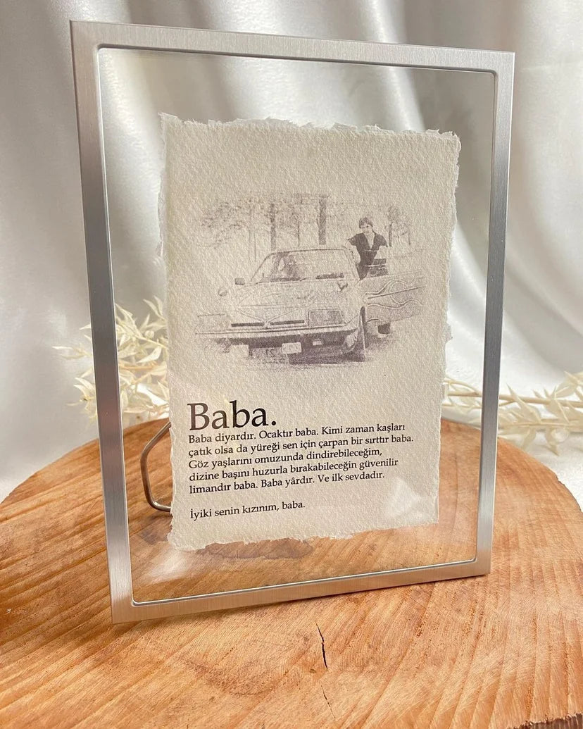Fotolijst met foto/tekt voor je vader of moeder met handgeschepte papier