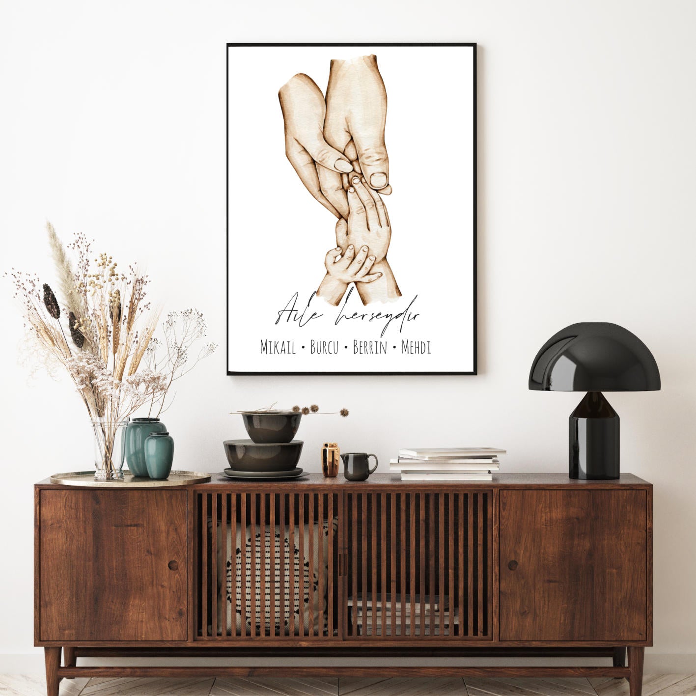 Gepersonaliseerde poster met handjes - new born cadeau - familie poster - kraam cadeau - ouders met kinder handjes - baby habdjes met hun ouders - new born cadeau - pasgeboren baby kado - familie met baby handjes -