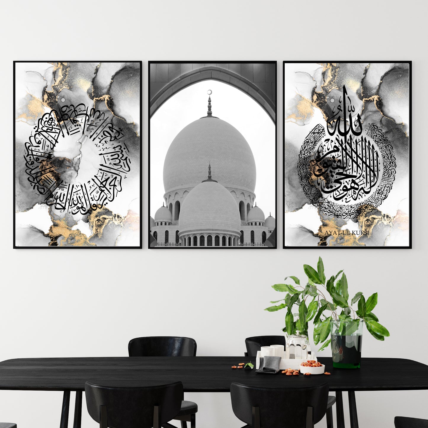 islamitische posters set van 3 - allah - muhammed -ayat el kursu - woondecoratie - islam wall art - islamic art - islamitische kunst - duvar poster - muslim art - gepersonaliseerde posters- islam Calligraphy
