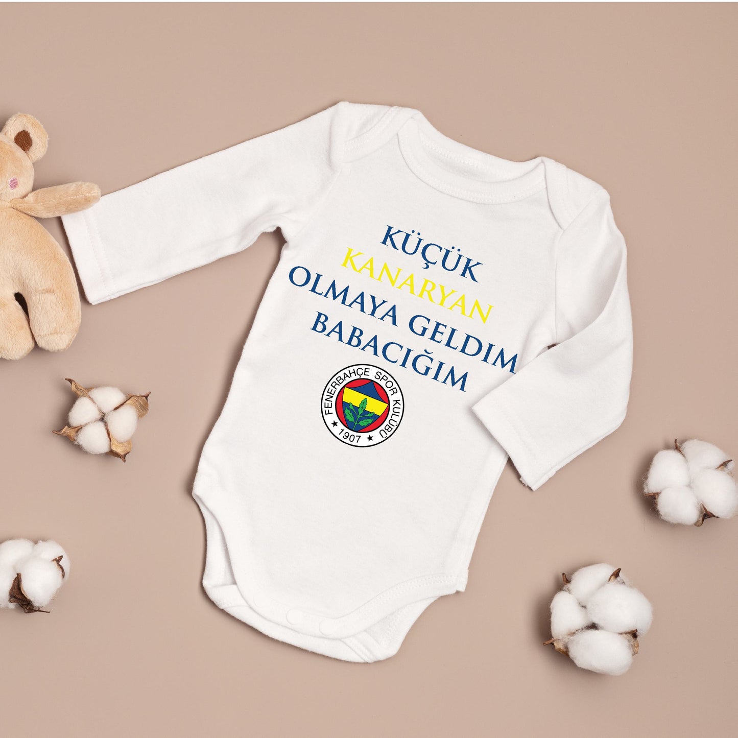 Baby romper - romper met foto/tekst naar keuze - gepersonaliseerde rompers - fenerbahce zibin kanarya