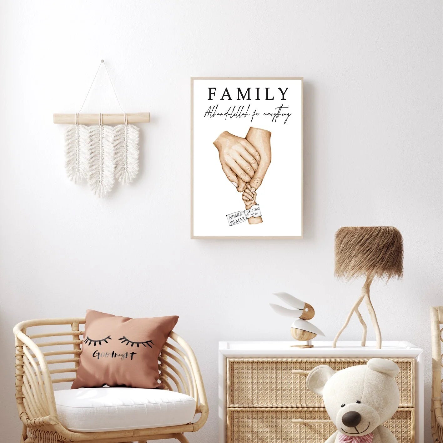 Gepersonaliseerde poster met handjes - new born cadeau - familie poster - kraam cadeau - ouders met kinder handjes - baby habdjes met hun ouders - new born cadeau - pasgeboren baby kado - familie met baby handjes -