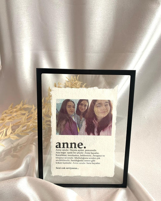 Gouden fotolijst met foto/tekt voor je geliefde - foto frame gepersonaliseerd - anne cerceve - hediye - kraam cadeau 