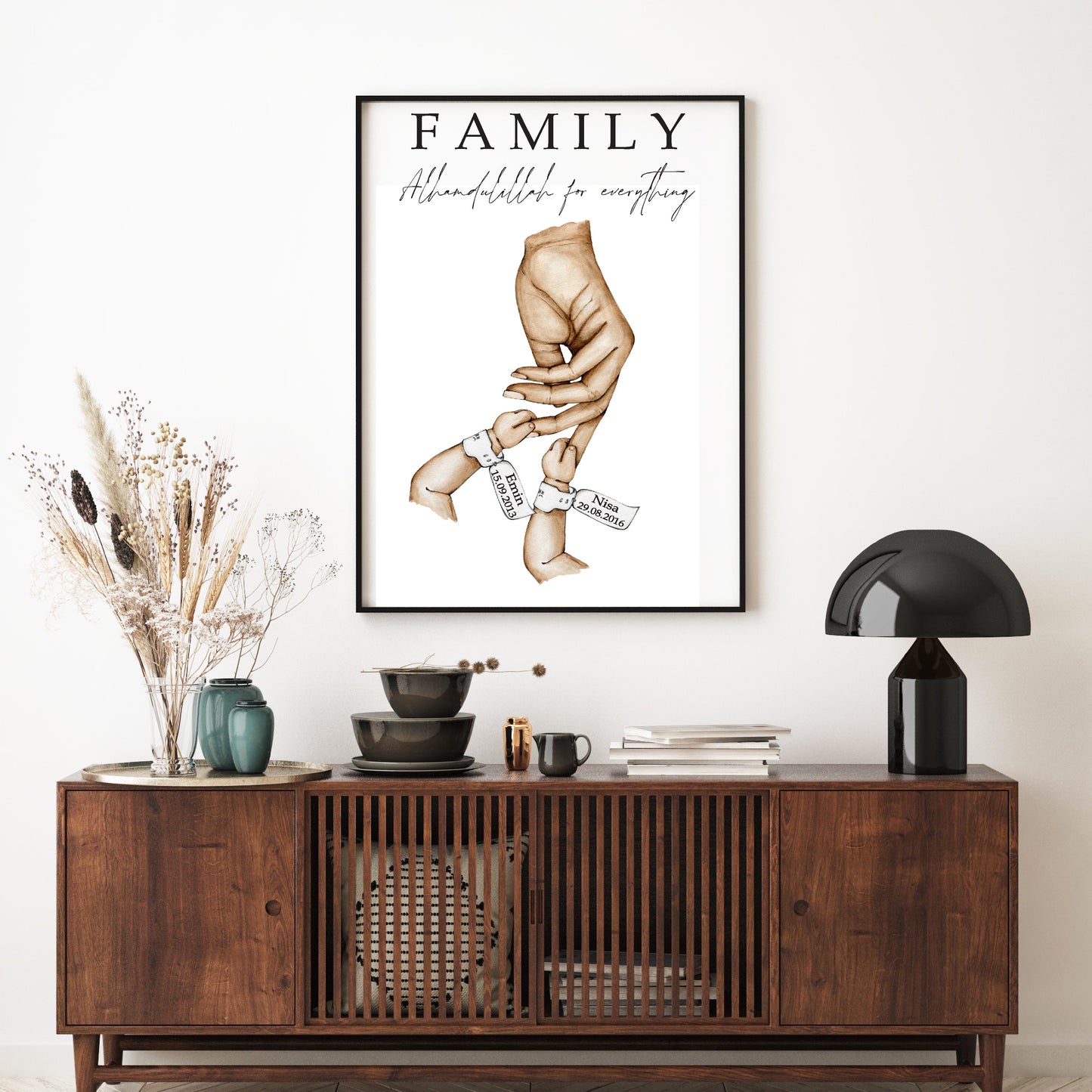 Gepersonaliseerde posters - handjes van moeder en kinderen - new born gift - kraamcadeau - zwangerschaps cadeau - baby poster