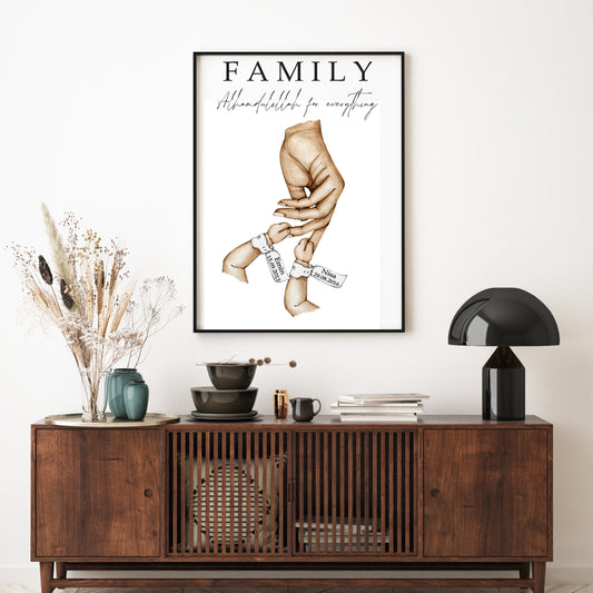 Gepersonaliseerde posters - handjes van moeder en kinderen - new born gift - kraamcadeau - zwangerschaps cadeau - baby poster