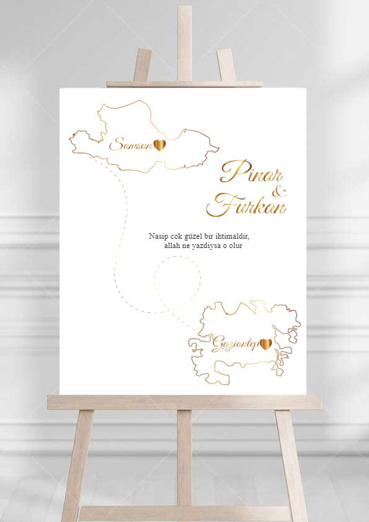 welkomstbord bruiloft - evenement bord - gepersonaliseerde welkomst bord - transparant - bruiloftsbord - kina dugun pankart - landen kaart