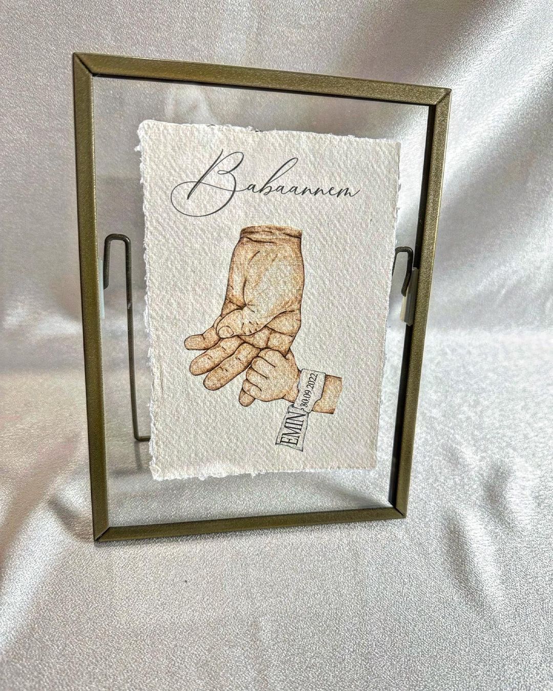 Gouden fotolijst met foto/tekt voor je geliefde - foto frame gepersonaliseerd - anne cerceve - hediye - kraam cadeau