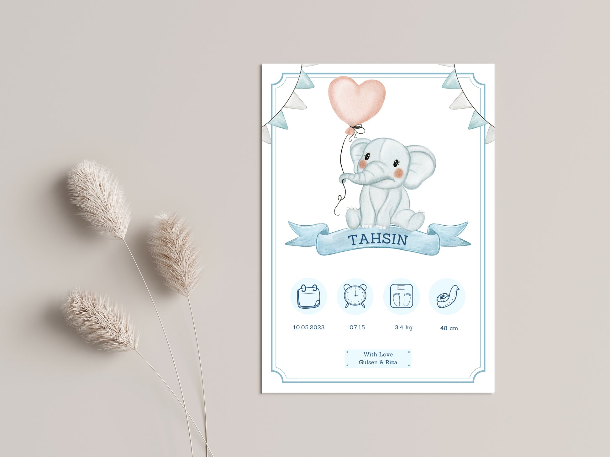 Geboorte kaart - dogum karti - kraam cadeau - zwangerschap kaart - baby kaart - uitnodigingskaart - tafelkaart - gepersonaliseerde baby kaart