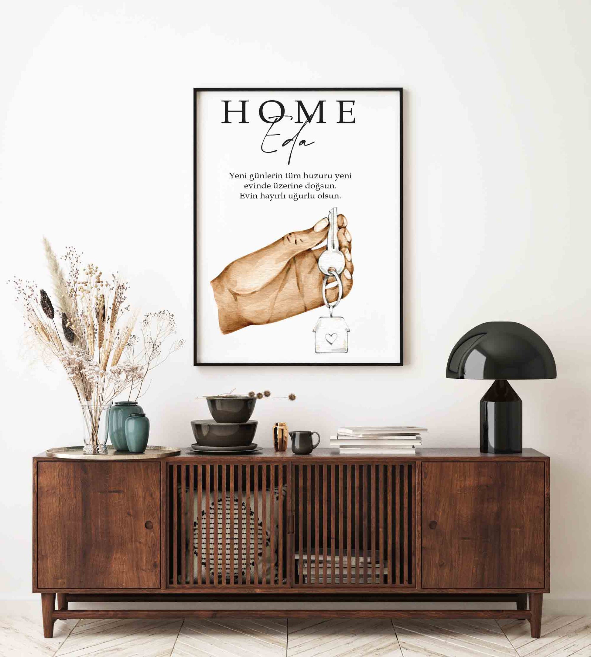 Gepersonaliseerde poster met handjes - new born cadeau - familie poster - home - yeni evin hayirli olsun
