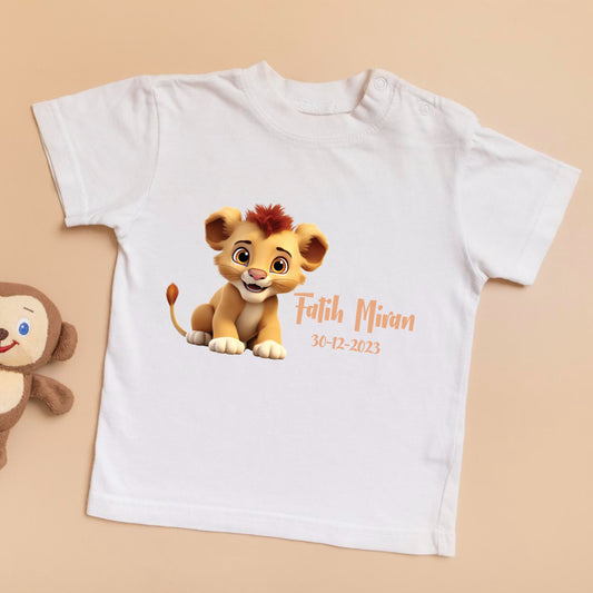 baby lion tshirt - kids tshirt bedrukken - tshirt met naam foto - foto bedrukken op tshirt - cute lion baby - gepersonaliseerde kinder tshirt - personalised shirt - cocuk baskili tshirt 
