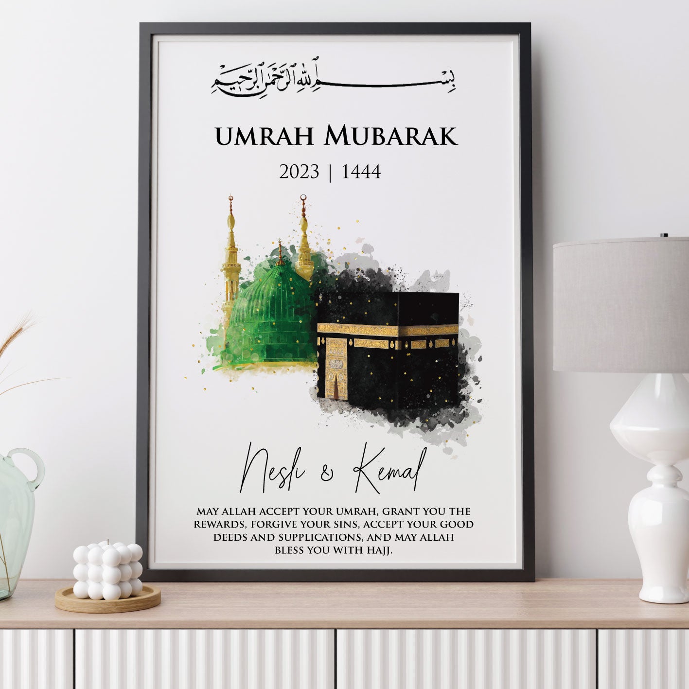 umre mubarek poster - umrah mubarak - kaabe - mescid aqsa - cami poster - umre hatira - umrah cadeau 