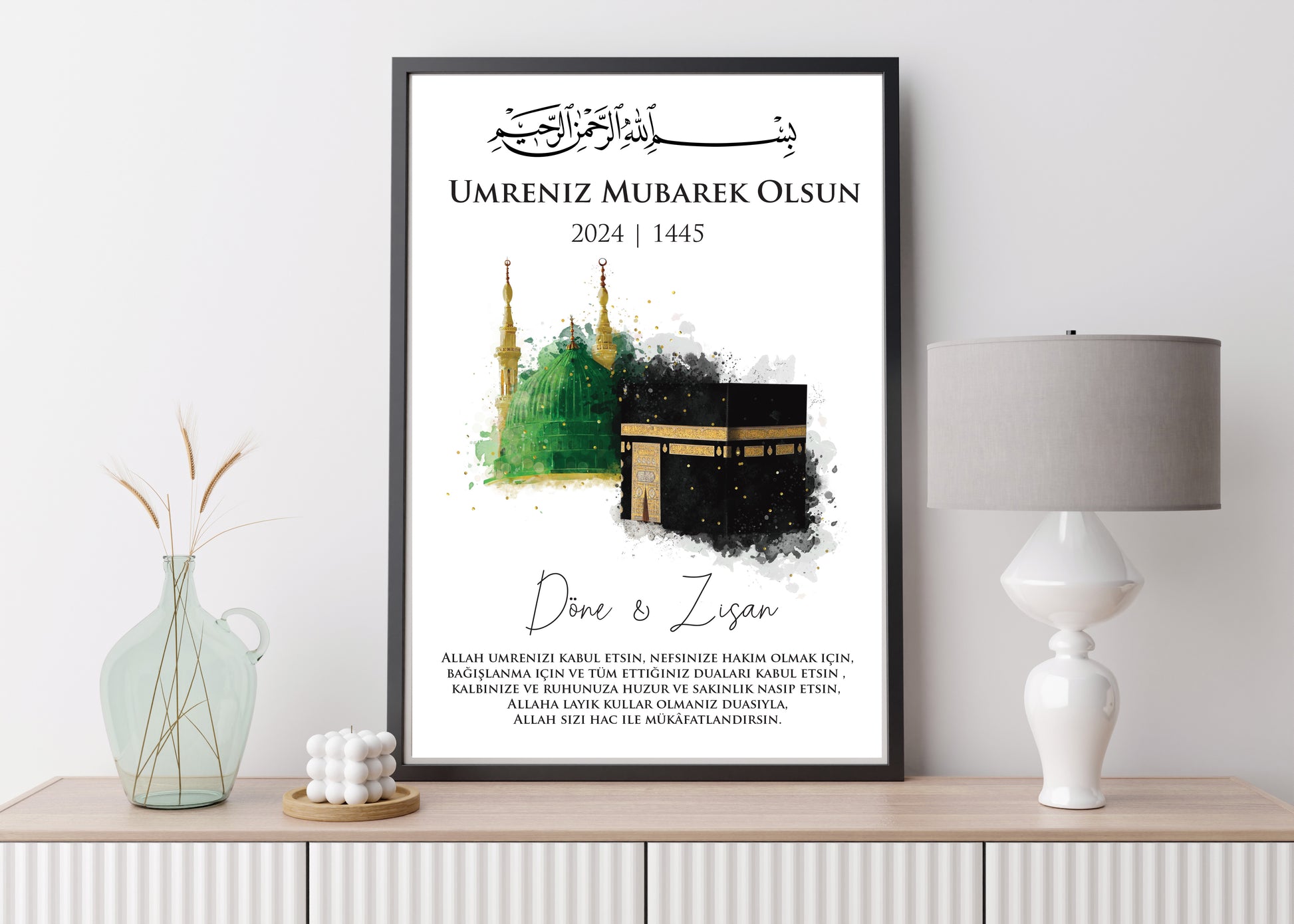 umre mubarek poster - umrah mubarak - kaabe - mescid aqsa - cami poster - umre hatira - umrah cadeau
