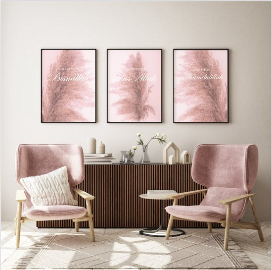islamitische posters set van 3 - allah - muhammed -ayat el kursu - woondecoratie - islam wall art - islamic art - islamitische kunst - duvar poster - muslim art - gepersonaliseerde posters- islam Calligraphy