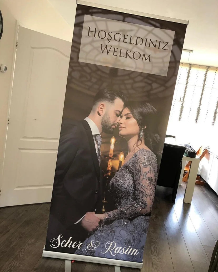 Rollup banner voor elke gelegenheid - roll up wedding -verloving - verjaardag - evenement - gepersonaliseerde rollup - 80x200cm