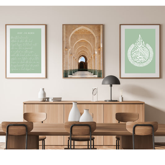 islamitische posters set van 3 - allah - muhammed -ayat el kursu - woondecoratie - islam wall art - islamic art - islamitische kunst - duvar poster - muslim art - gepersonaliseerde posters- islam Calligraphy