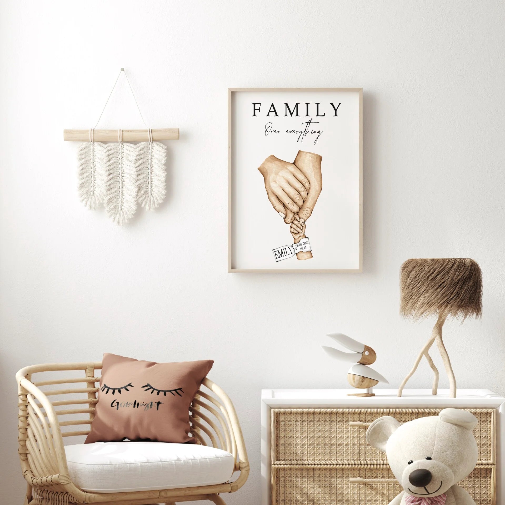 Gepersonaliseerde poster met handjes - new born cadeau - familie poster - kraam cadeau - ouders met kinder handjes - baby habdjes met hun ouders - new born cadeau - pasgeboren baby kado - familie met baby handjes -